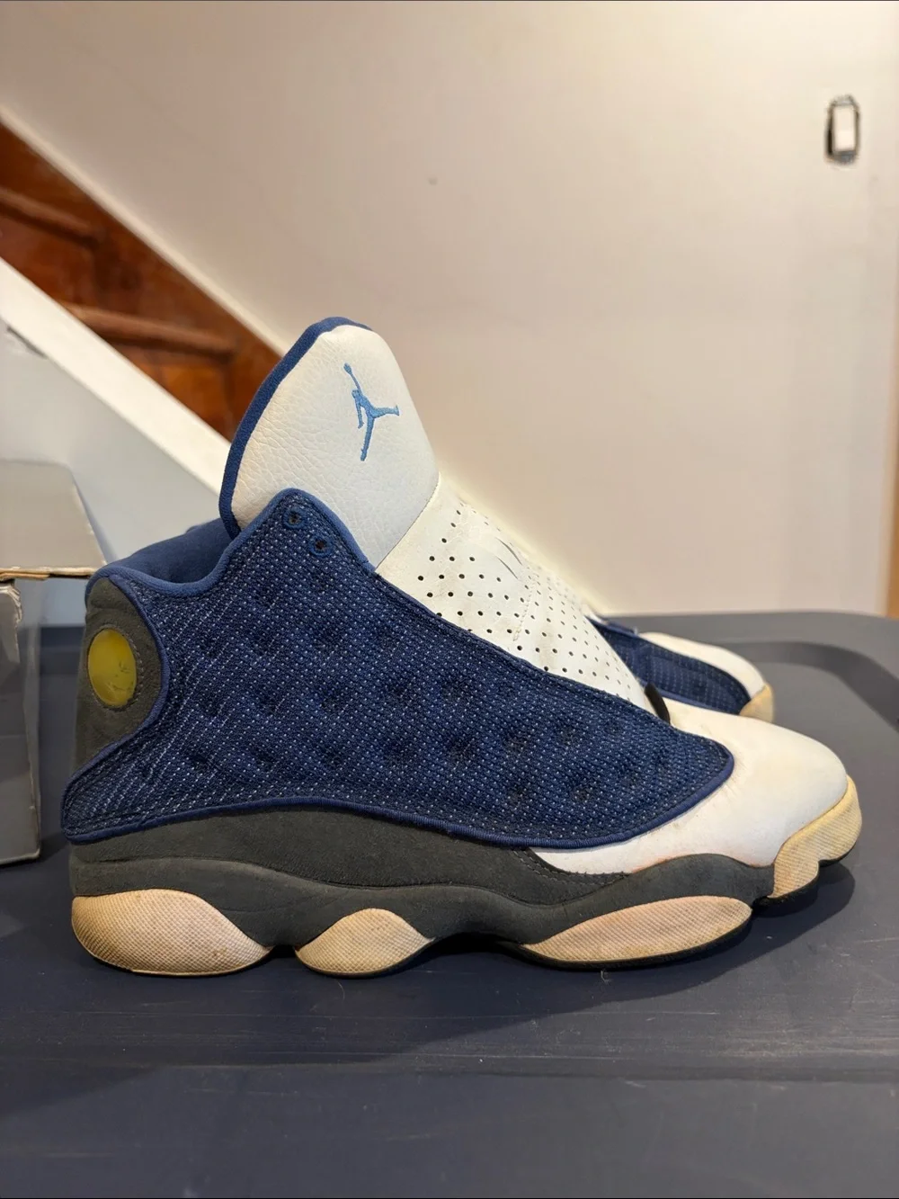 jordan retro 13 flint/french blue 2004 version w/og box sz 7.5
